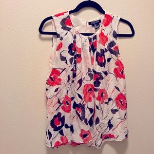 Etcetera Silk, lined, sleeveless floral blouse